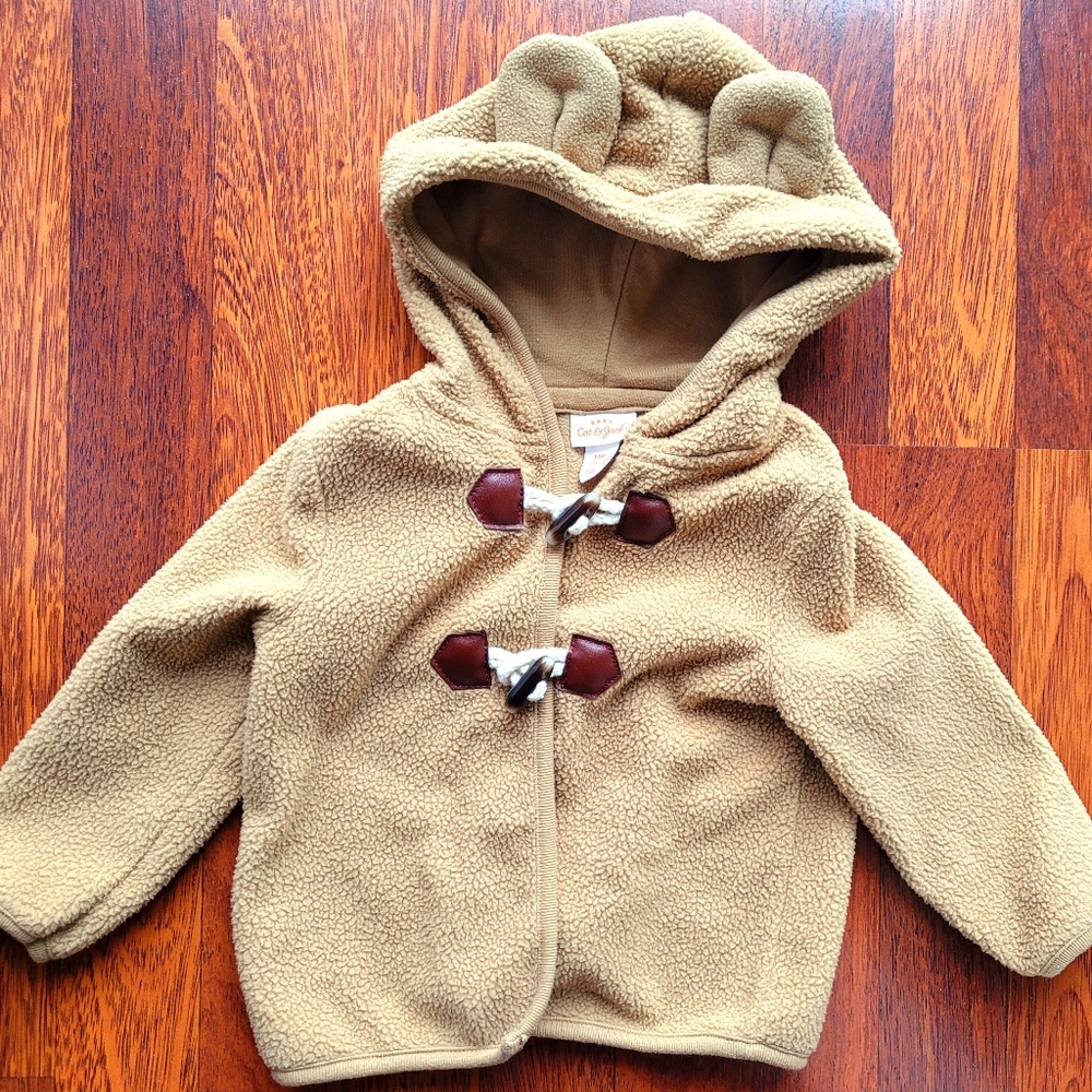 Cat & Jack 12M Baby Unisex Beige Soft Hooded Jacket
